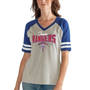 Women's Medium Texas Rangers Heathered Gray/Royal V-Neck T-Shirt